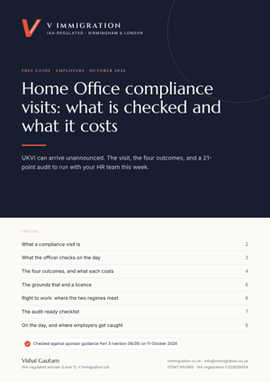 Cover of the free guide: Home Office compliance visits